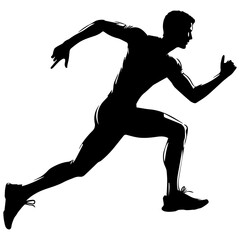 A man running fast vector silhouette black color