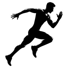A man running fast vector silhouette black color