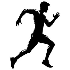 A man running fast vector silhouette black color