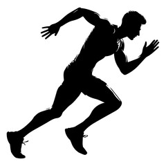 A man running fast vector silhouette black color