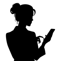 A woman stand with cell phone vector silhouette