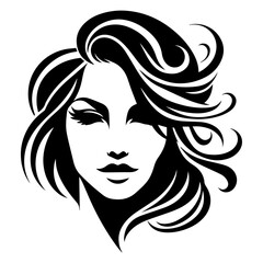 woman face vector silhouette illustration