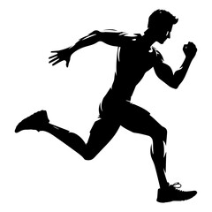 man run pose vector silhouette illustration