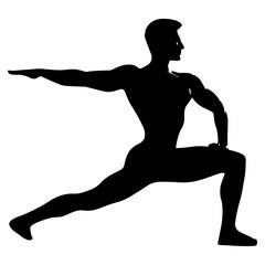 Yoga Warrior Pose vector silhouette illustration