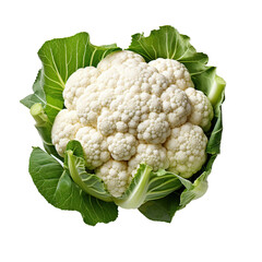flat lay of cauliflower isolated on white background   - obrazy, fototapety, plakaty