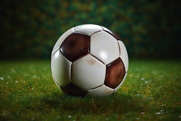 Close-up soccer ball on green grass