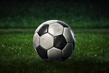Fototapeta premium Close-up soccer ball on green grass