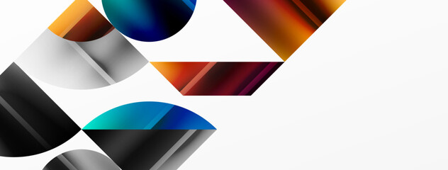 Minimalistic elegance shines through in this metallic background, showcasing composition of circles and triangles, creating geometric masterpiece