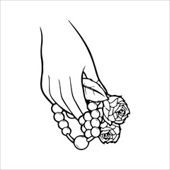 vector illustration of a hand holding a rose
