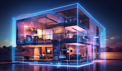 Futuristic smart home exterior created with AI