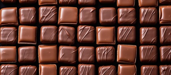 Obraz premium Bird's-eye view of chocolate peanut butter squares in tin