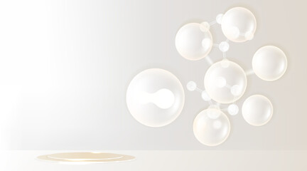 White luxury background for beauty product display with copy space, illustration vector.