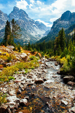 A view down Cascade Canyon in the Grand Teton National Park, Jackson, Wyoming
