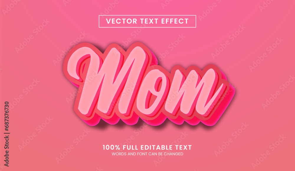 Poster Design editable text effect, mom text vector illustration