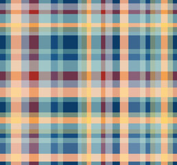 Fresh Plaid Blue Red and Peach Seamless Tile