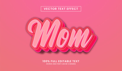 Design editable text effect, mom text vector illustration - obrazy, fototapety, plakaty