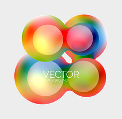 Beautiful flowing round shapes and circles abstract background. Liquid color bubble composition