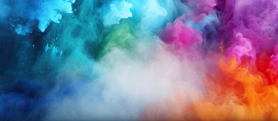 Abstract colored background showcasing a white powder explosion at the Holi festival.