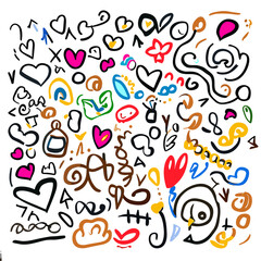 Obraz premium set of love line drawing by children with colorful adn childish style
