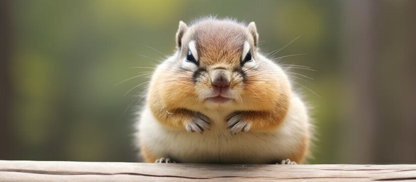 Chipmunk with swollen cheeks.