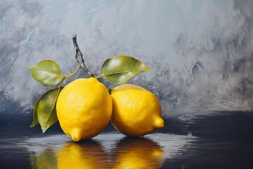 Photo of fresh lemon on colour background 