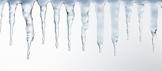 Fototapeta premium White background with melting icicles isolated.