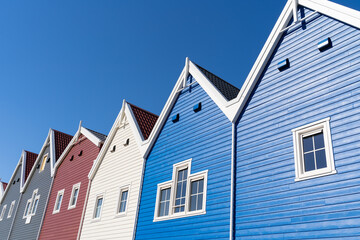 Houses with different facade colors