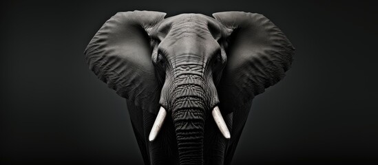 African elephant in black and white.