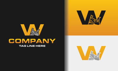 letter W mulching , Land Clearing . construction logo © Shenju