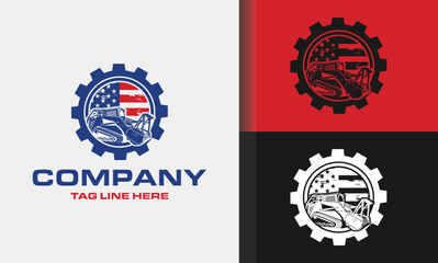 mulching machine illustration, American . gear . Land Clearing Mulcher vector art	