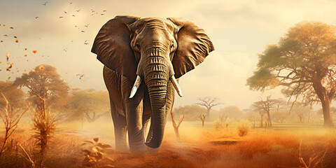 In the Heart of the Savannah: Beholding the Majestic Presence of an Elephant in its Natural Walk