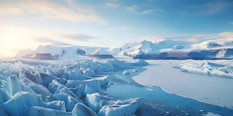 Tranquil Majesty: Immersing in the Splendor of Ice Hummocks within the Arctic's Winter Scenery