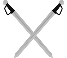 two crossed swords Flat Vector Illustration and Icon