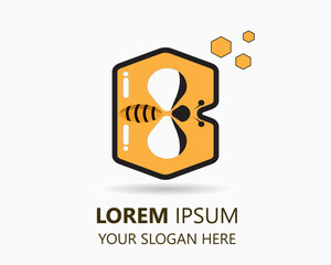 letter B and bee logo design template vector