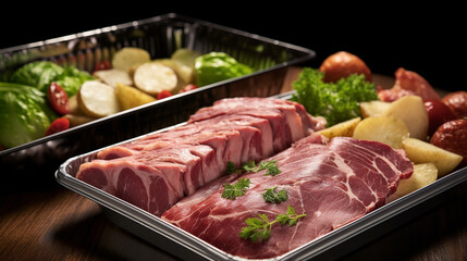 Fototapeta premium raw beef steak HD 8K wallpaper Stock Photographic Image 