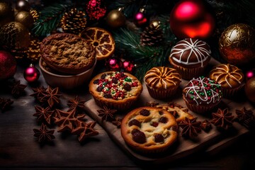 Obraz na płótnie Canvas christmas cookies and decorations