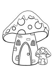 mushrooms house cartoon picture for Christmas