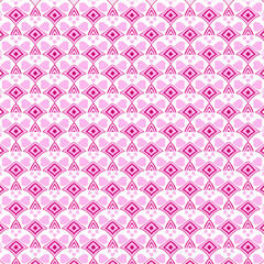 Seamless pattern of pink geometric shapes on a white background