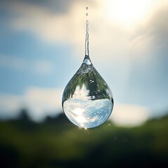 a waterdrop falling from the sky with generative ai