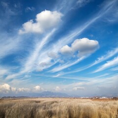 Fototapeta premium Whispers of Heaven: White Clouds on a Blue Stage