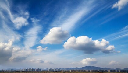 Heavenly Hues: Blue Sky Adorned with White Clouds