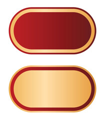 Golden red round corner rectangular border banner text box header button clipart