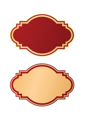 Luxury vintage retro traditional Chinese golden red label frame border png clipart