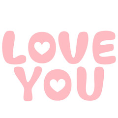 Happy Valentine's Day clipart, Love you, love text 