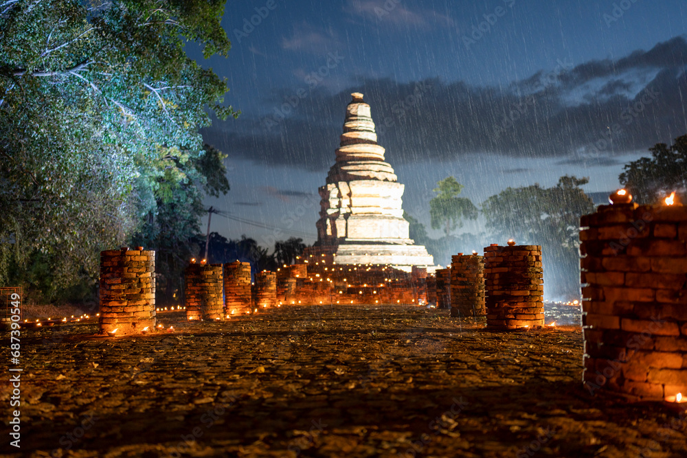 Wall mural temple country