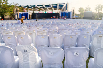 rows of chairs in a stadium