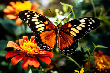 butterfly with flowers on background