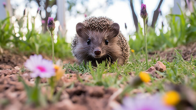 hedgehog in the grass HD 8K wallpaper Stock Photographic Image 