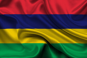 High detailed flag of Mauritius. National Mauritius flag. Africa. 3D illustration.