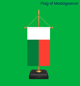 High detailed flag of Madagascar. National Madagascar flag. Africa. 3D illustration.